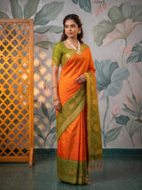 MIMOSA Orange Saree Saree — pose 10 styling detail