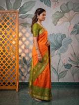 MIMOSA Orange Saree Saree — pose 3 styling detail