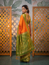 MIMOSA Orange Saree Saree — pose 5 styling detail