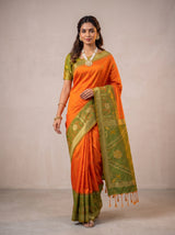MIMOSA Orange Saree Saree — pose 6 styling detail