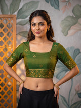 MIMOSA Orange Saree Saree — blouse close-up