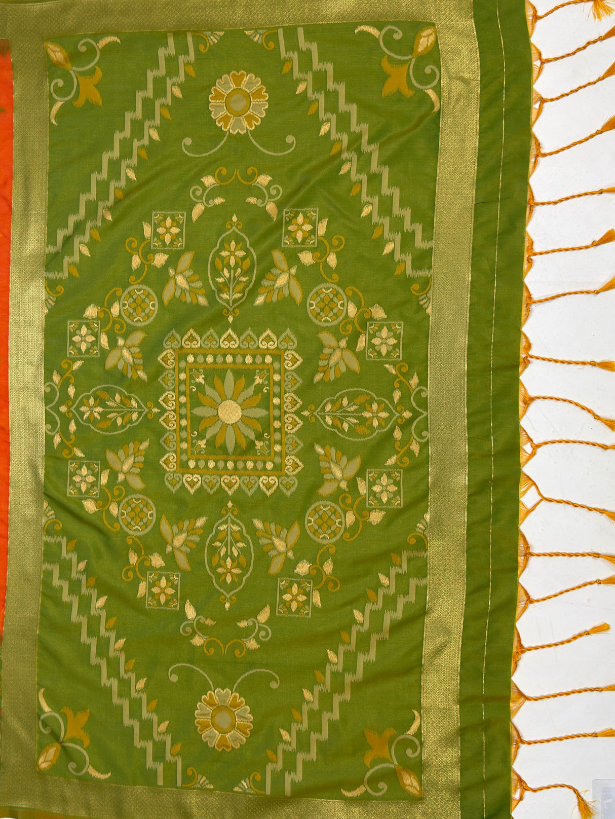 MIMOSA Orange Saree Saree — pallu and zari work detail