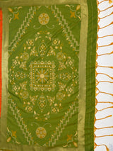 MIMOSA Orange Saree Saree — pallu and zari work detail