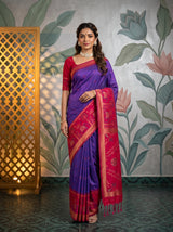 MIMOSA Purple Saree Saree — front view on mannequin
