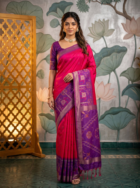 MIMOSA Rani Saree Saree — front view on mannequin