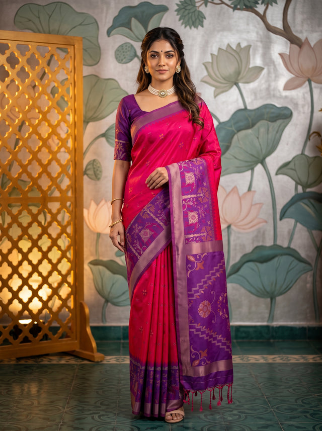 MIMOSA Rani Saree Saree — front view on mannequin