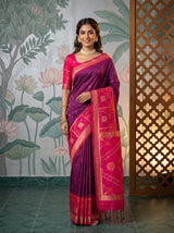 MIMOSA Wine Saree Saree — front view on mannequin