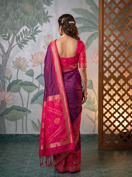 MIMOSA Wine Saree Saree — pose 2 styling detail