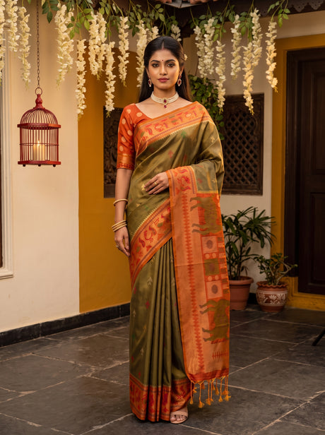 MIMOSA Chiku Saree Saree — front view on mannequin