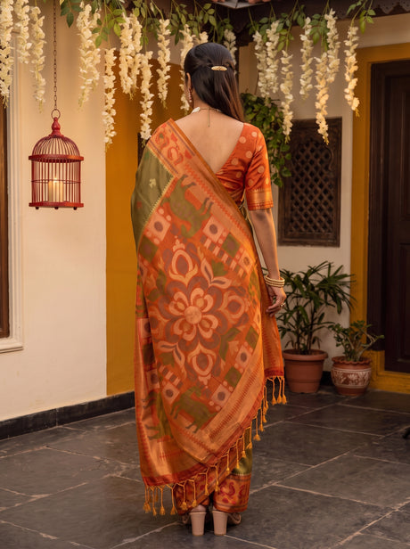 MIMOSA Chiku Saree Saree — pose 2 styling detail