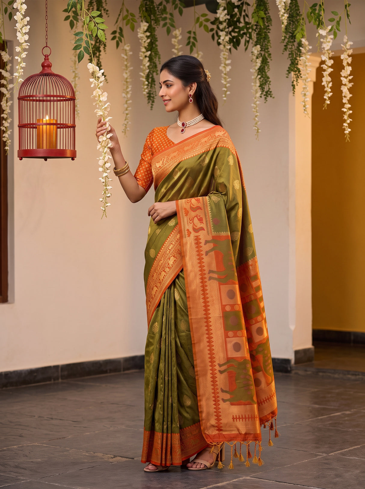 MIMOSA Chiku Saree Saree — pose 3 styling detail