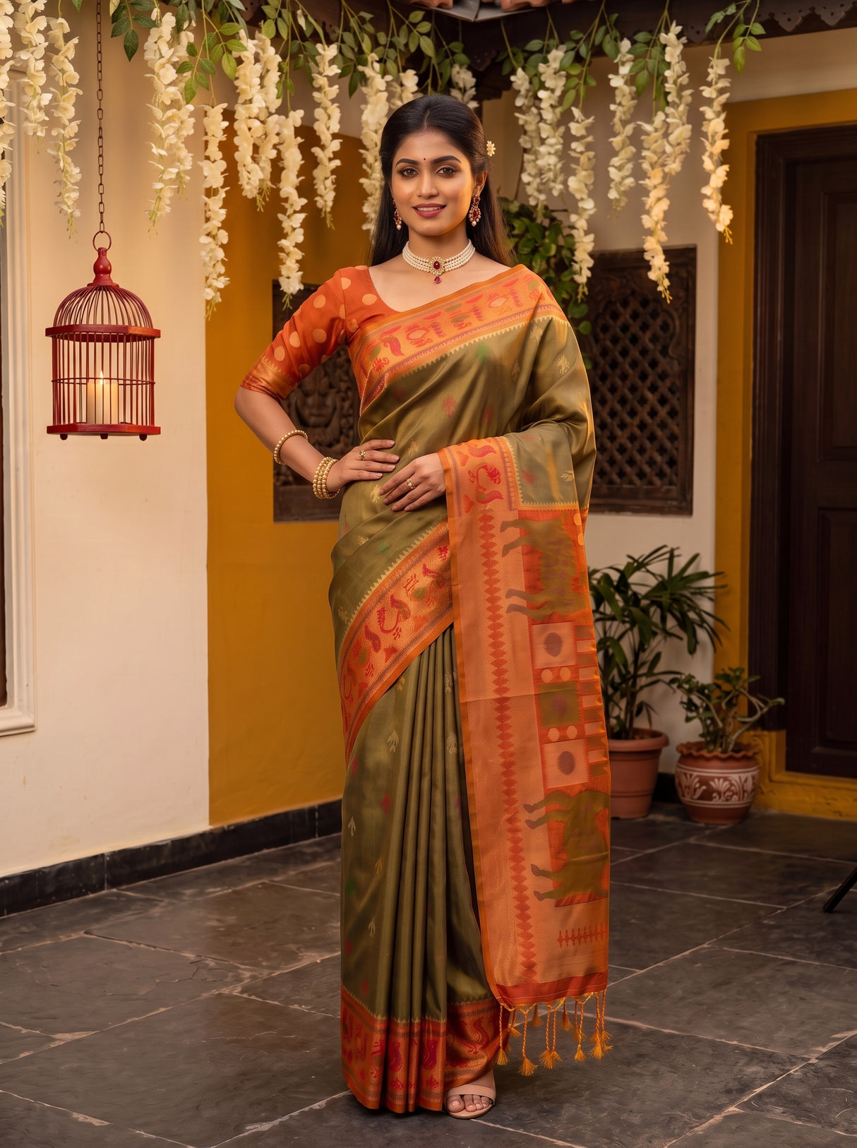 MIMOSA Chiku Saree Saree — pose 4 styling detail