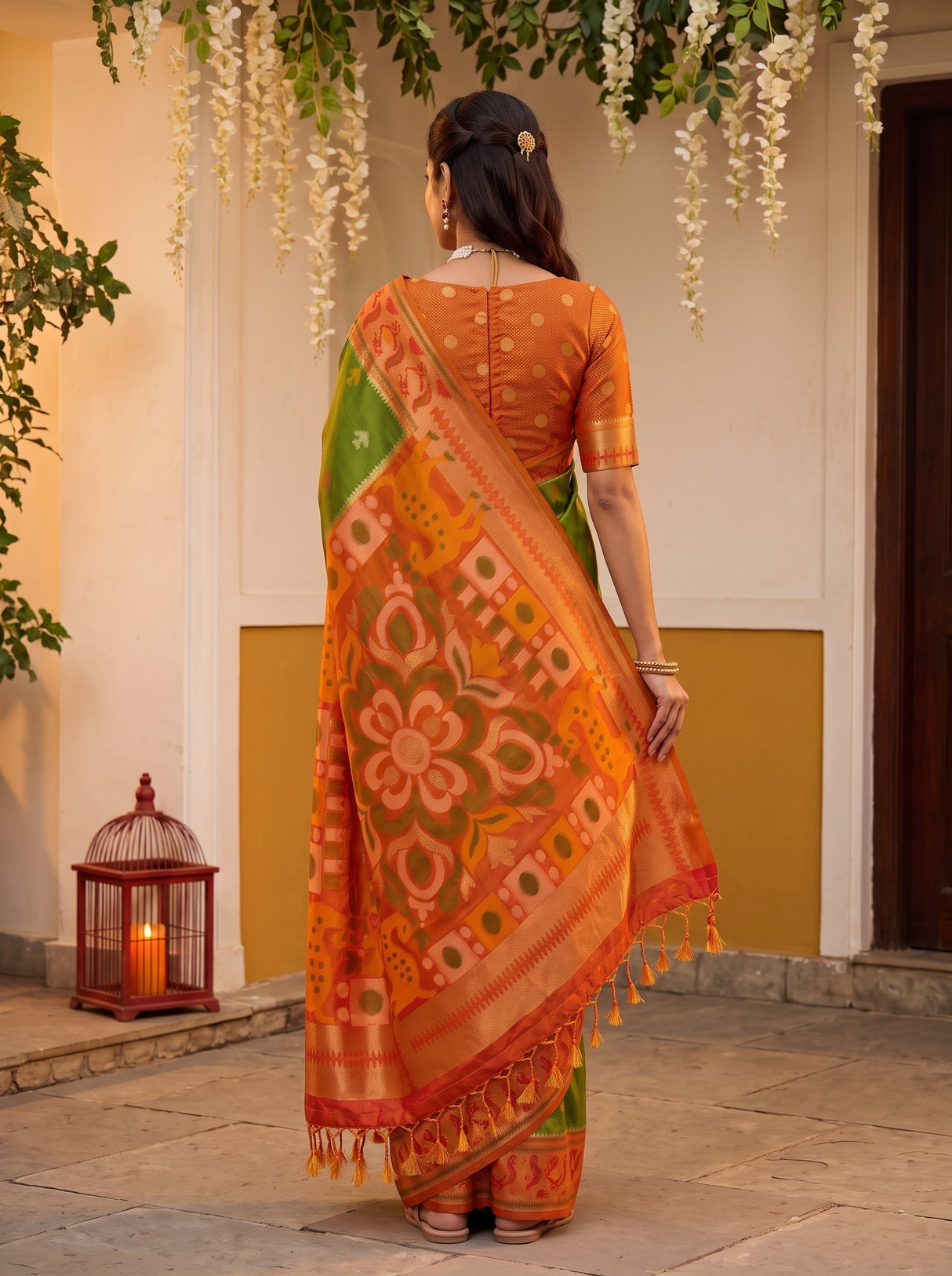 MIMOSA Green Saree Saree — pose 2 styling detail