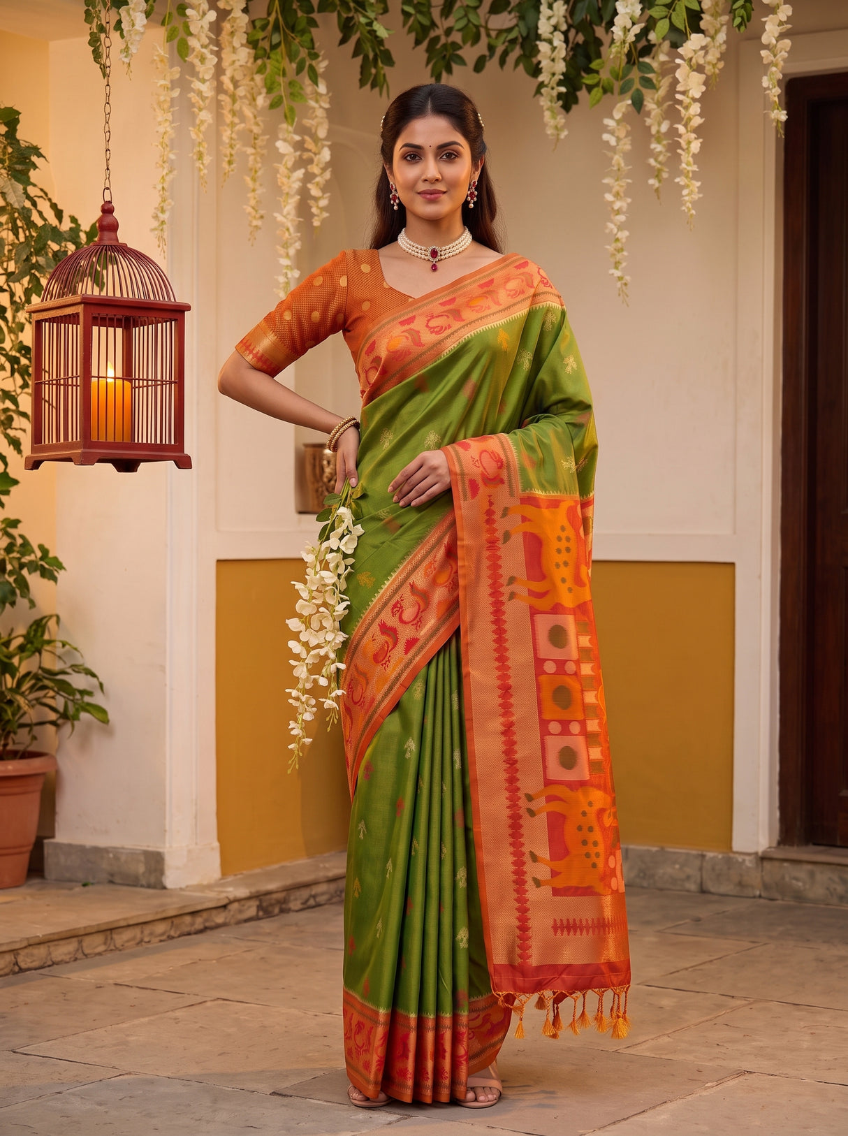 MIMOSA Green Saree Saree — pose 4 styling detail