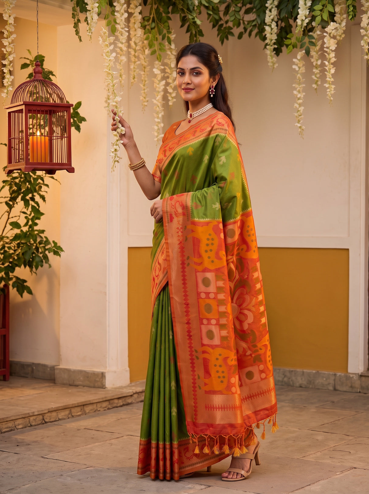 MIMOSA Green Saree Saree — pose 5 styling detail