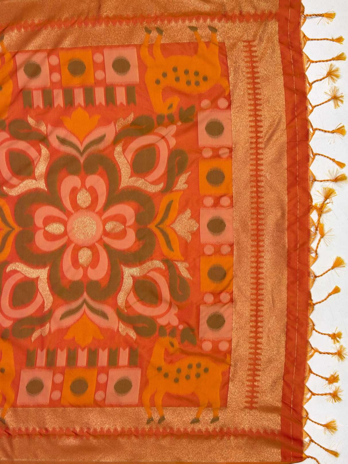 MIMOSA Green Saree Saree — pallu and zari work detail