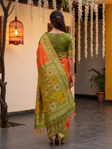 MIMOSA Orange Saree Saree — pose 2 styling detail