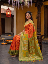 MIMOSA Orange Saree Saree — pose 3 styling detail