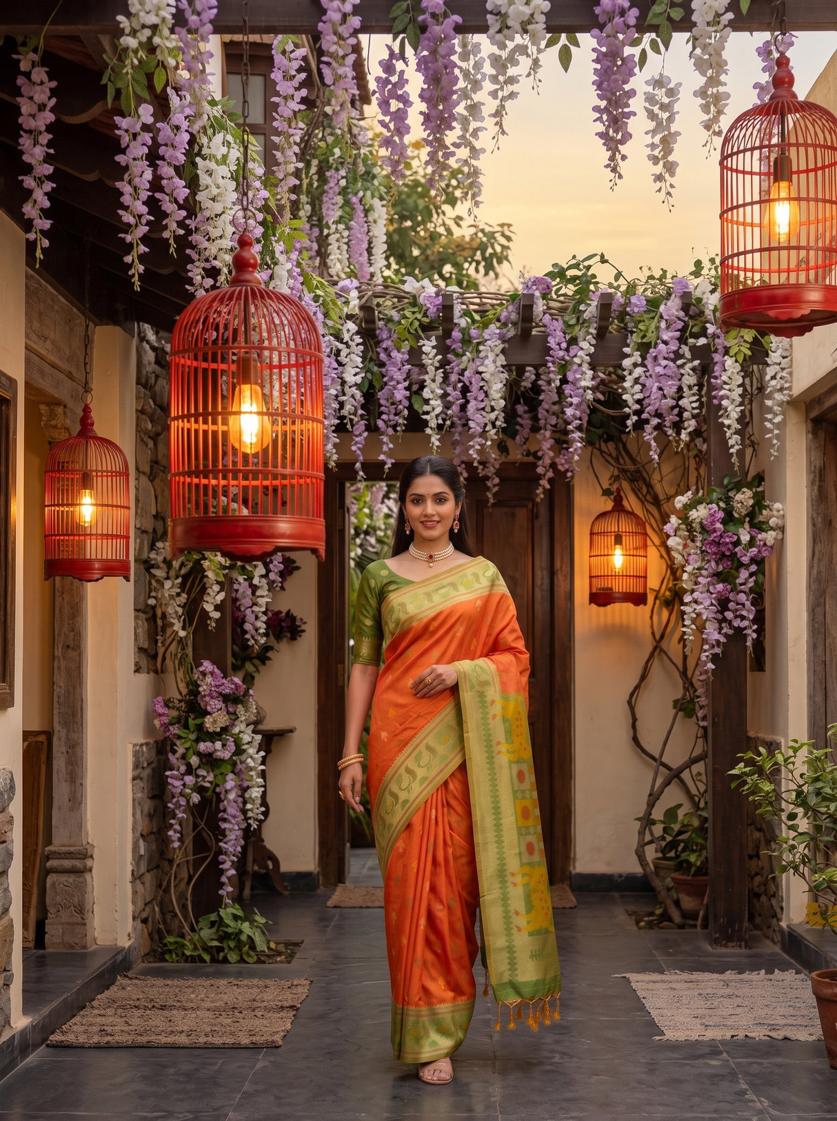 MIMOSA Orange Saree Saree — pose 6 styling detail