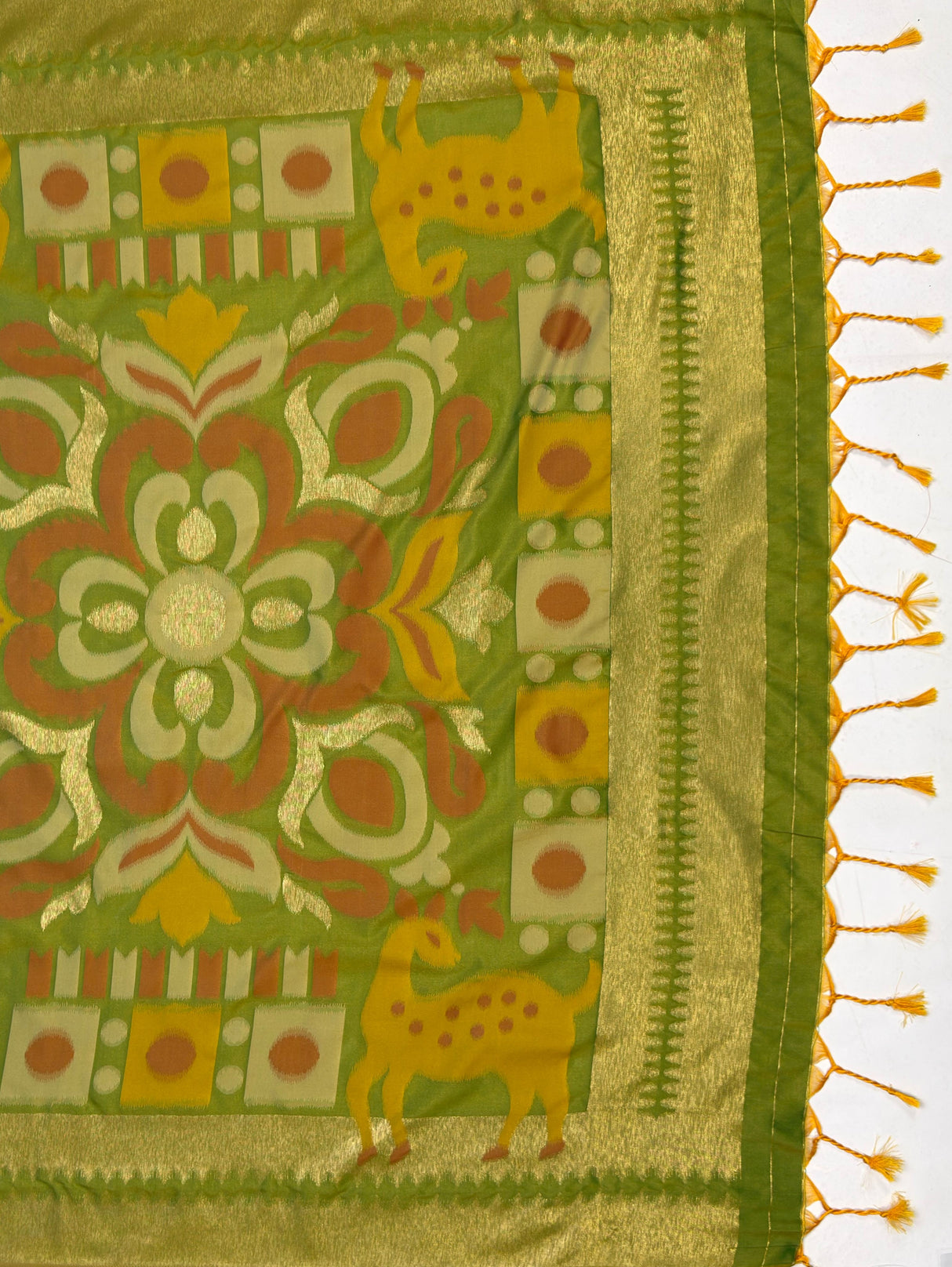 MIMOSA Orange Saree Saree — pallu and zari work detail