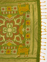 MIMOSA Orange Saree Saree — pallu and zari work detail