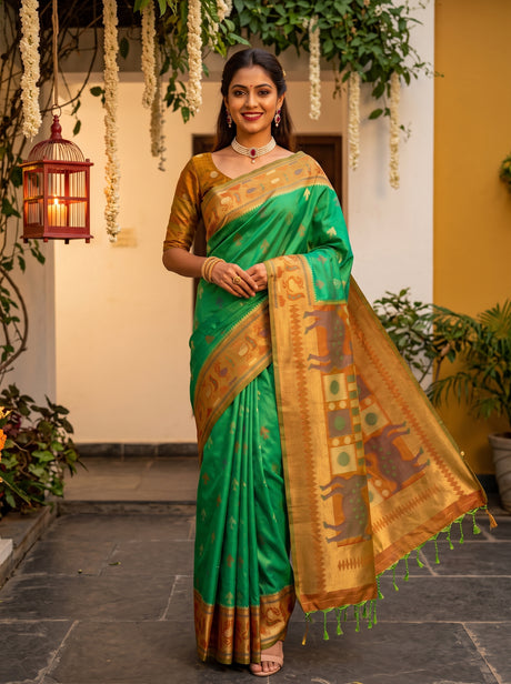 MIMOSA Rama Saree Saree — front view on mannequin
