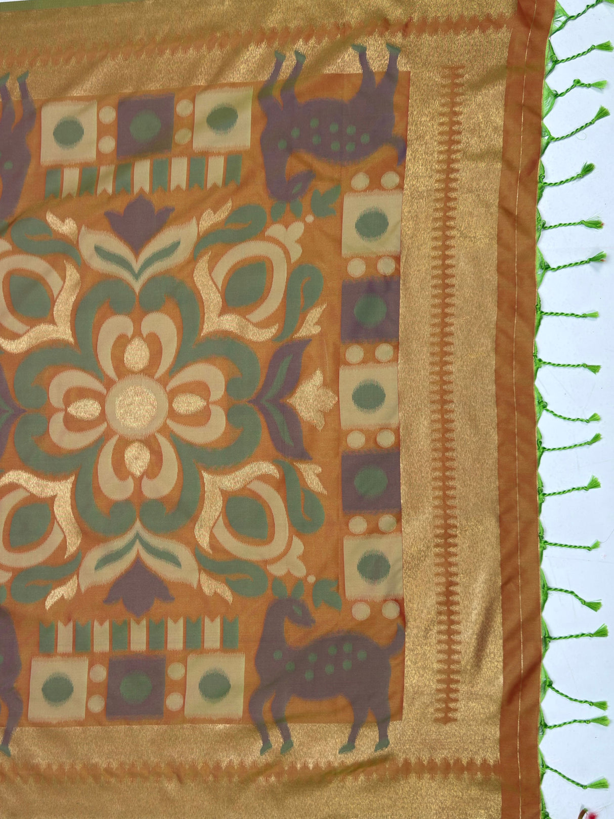 MIMOSA Rama Saree Saree — pallu and zari work detail