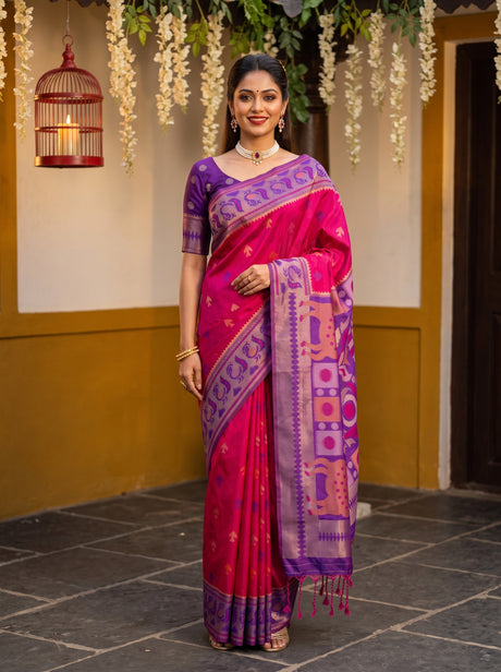 MIMOSA Rani Saree Saree — front view on mannequin