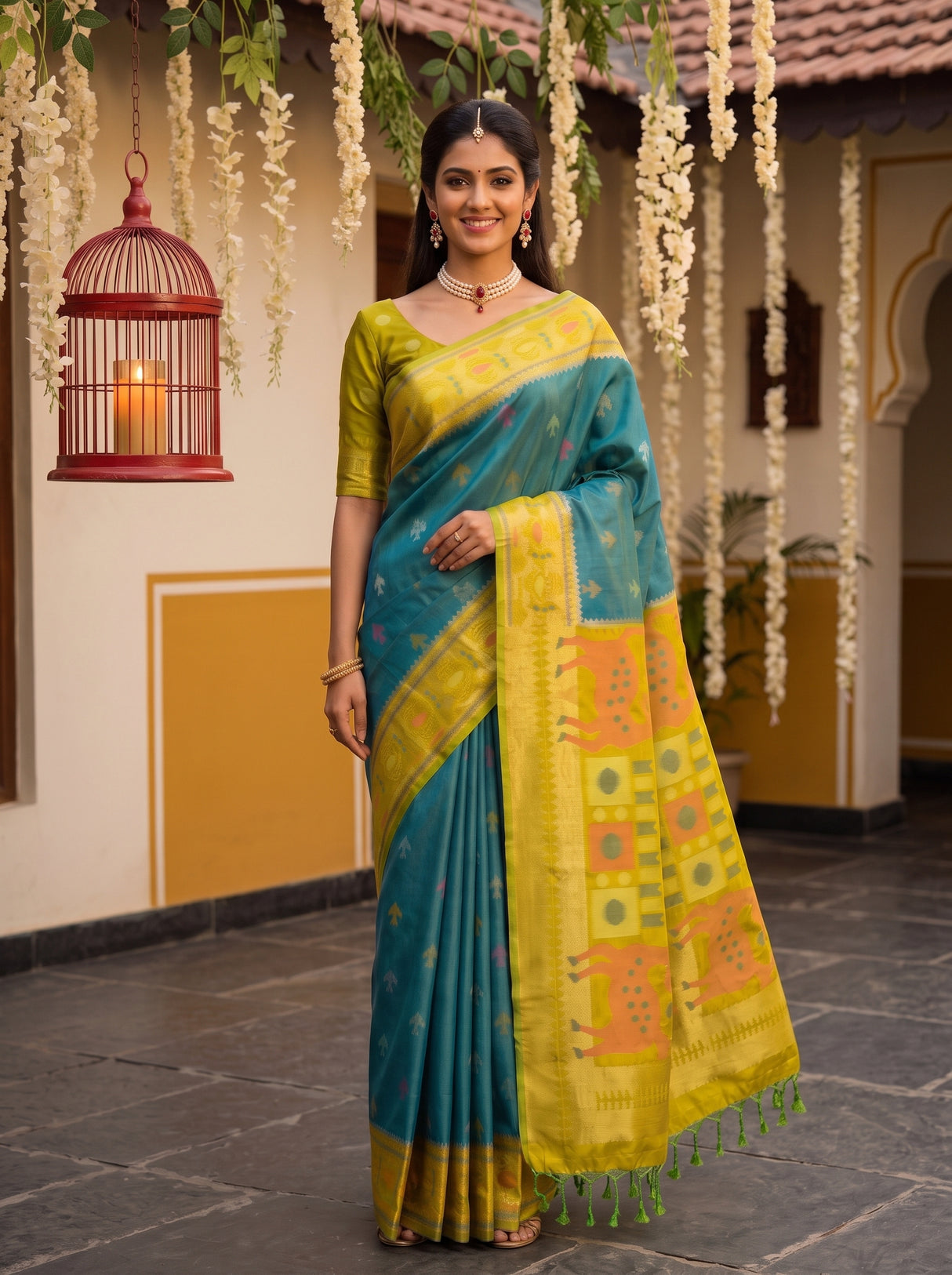 MIMOSA Sapphire Saree Saree — pose 10 styling detail