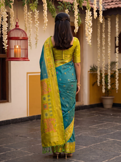 MIMOSA Sapphire Saree Saree — pose 2 styling detail