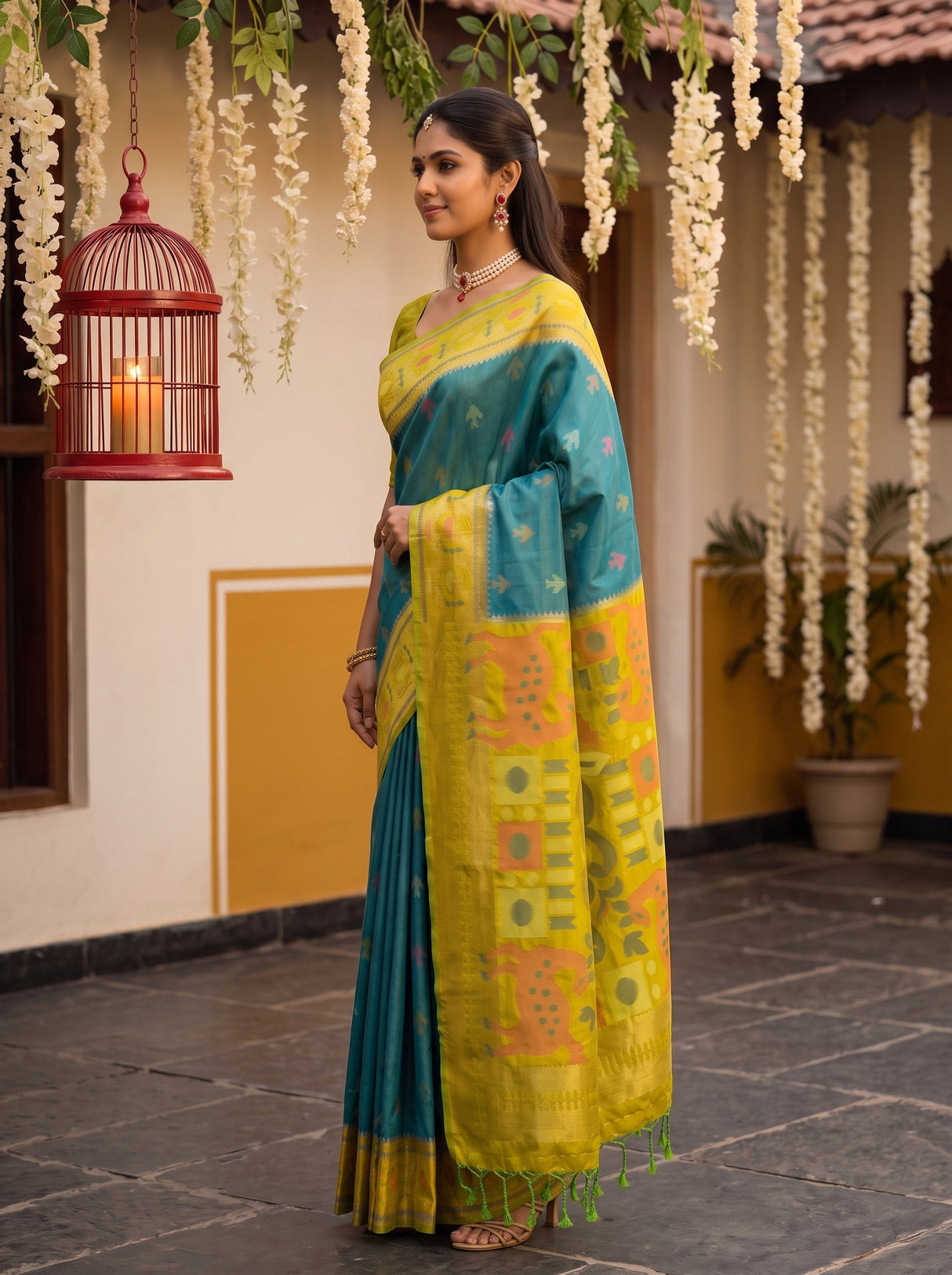 MIMOSA Sapphire Saree Saree — pose 3 styling detail