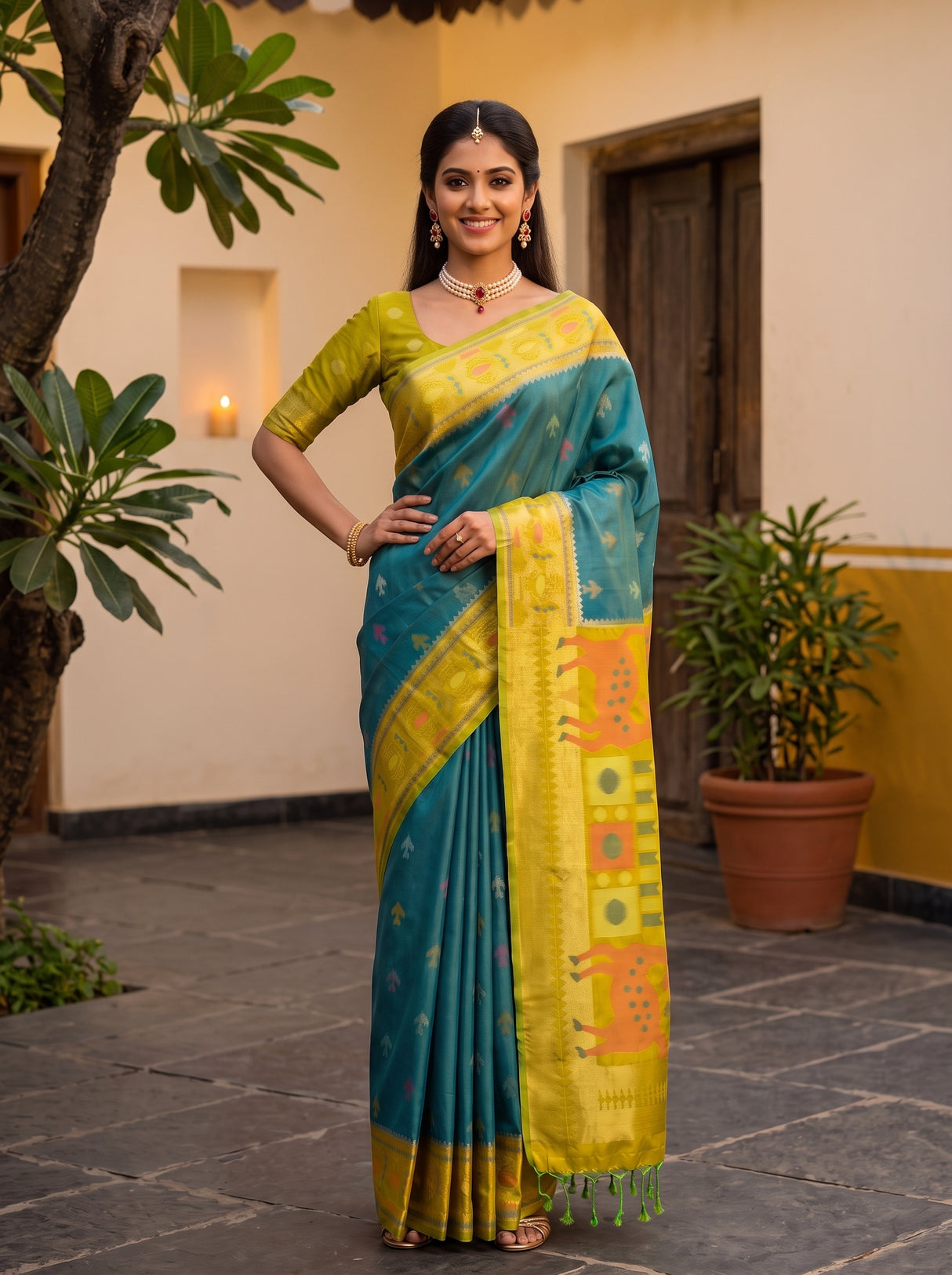 MIMOSA Sapphire Saree Saree — pose 4 styling detail