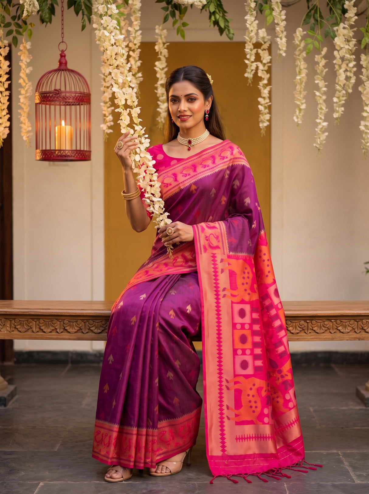 MIMOSA Wine Saree Saree — pose 8 styling detail