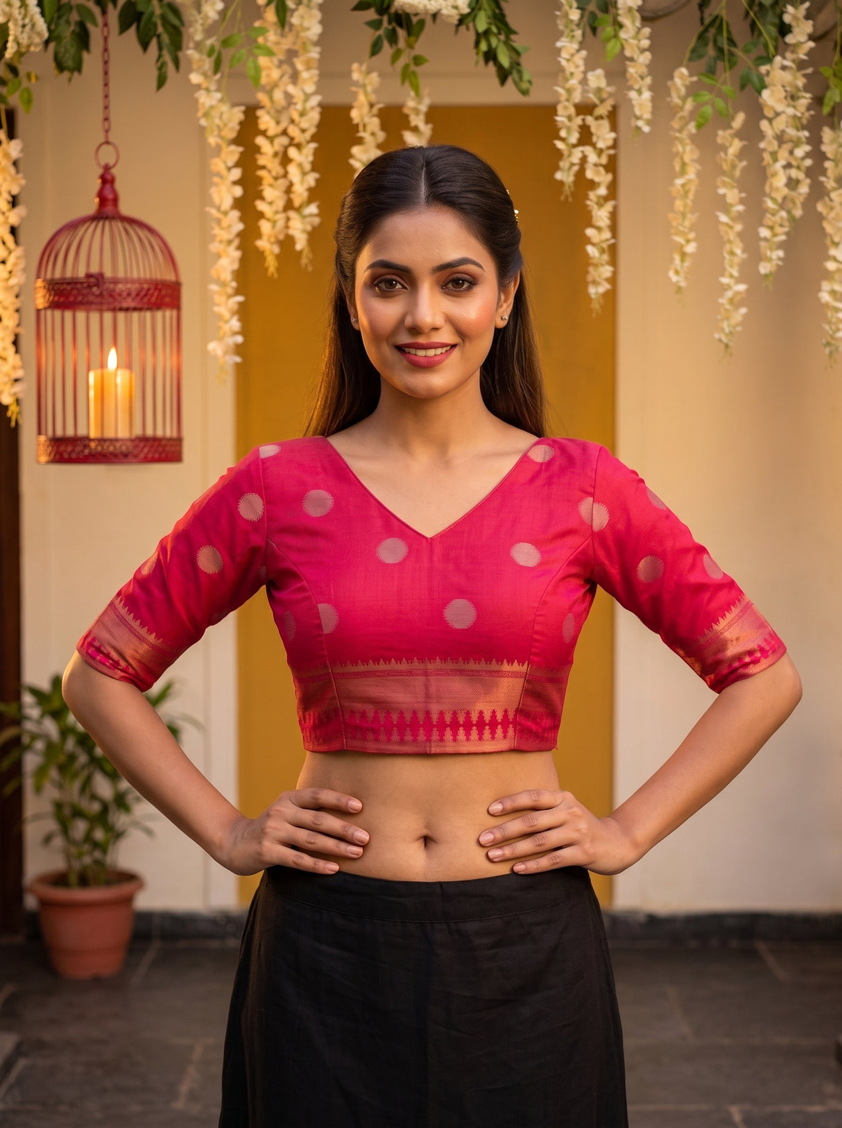 MIMOSA Wine Saree Saree — blouse close-up