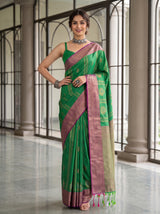 MIMOSA Green Kanjivaram Art Silk Saree — pose 4 styling detail