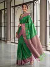 MIMOSA Green Kanjivaram Art Silk Saree — pose 9 styling detail