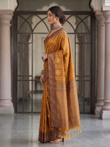 MIMOSA Mustard Kanjivaram Art Silk Saree — Close-up of Saree Body and Blouse