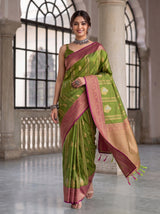 MIMOSA Olive Kanjivaram Art Silk Saree — Saree Draped Detail