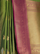 MIMOSA Olive Kanjivaram Art Silk Saree — fleets shot full lifestyle