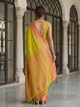 MIMOSA Parrot Green Kanjivaram Art Silk Saree — Saree Shot