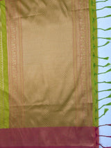 MIMOSA Parrot Green Kanjivaram Art Silk Saree — pallu and zari work detail