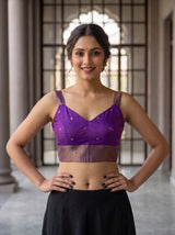 MIMOSA Purple Kanjivaram Art Silk Saree — blouse close-up