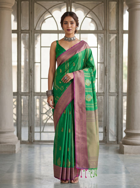 MIMOSA Rama Kanjivaram Art Silk Saree — Model Lifestyle Pose