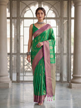 MIMOSA Rama Kanjivaram Art Silk Saree — Saree Draped Detail