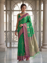 MIMOSA Rama Kanjivaram Art Silk Saree — Full Saree Drape Detail
