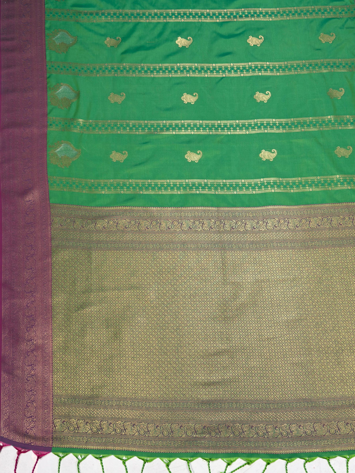 MIMOSA Rama Kanjivaram Art Silk Saree — pallu and zari work detail