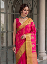 MIMOSA Rani Kanjivaram Art Silk Saree — Close-up of Saree Hem and Feet