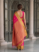 MIMOSA Rani Kanjivaram Art Silk Saree — Close-up of Model's Face
