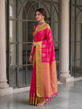 MIMOSA Rani Kanjivaram Art Silk Saree — Close-up of Saree Body and Blouse