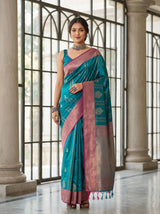 MIMOSA Sapphire Kanjivaram Art Silk Saree — Model Lifestyle Pose